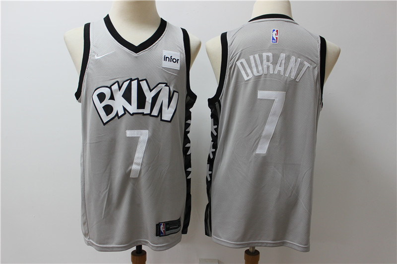 Men Brooklyn Nets 7 Durant grey Home Stitched NBA Jersey